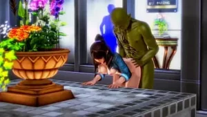 Exhibitionist lady hentai has sex with a green man with other people watching new gameplay